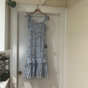 Blue with pink flowers midi dress from Lulus